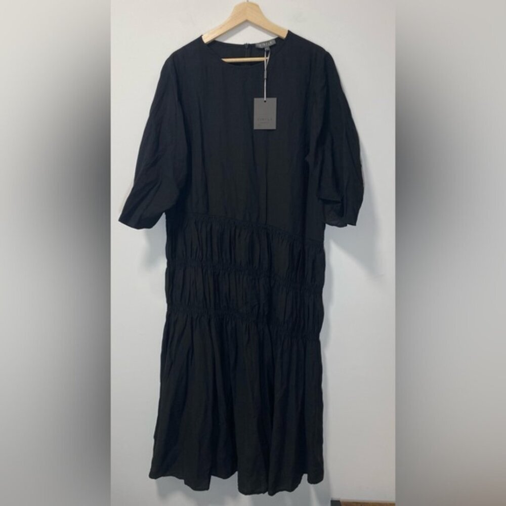 NWT - FibFlx Organic Cotton Tiered Long Sleeve Maxi Dress Black – Size L - Picture 2 of 9